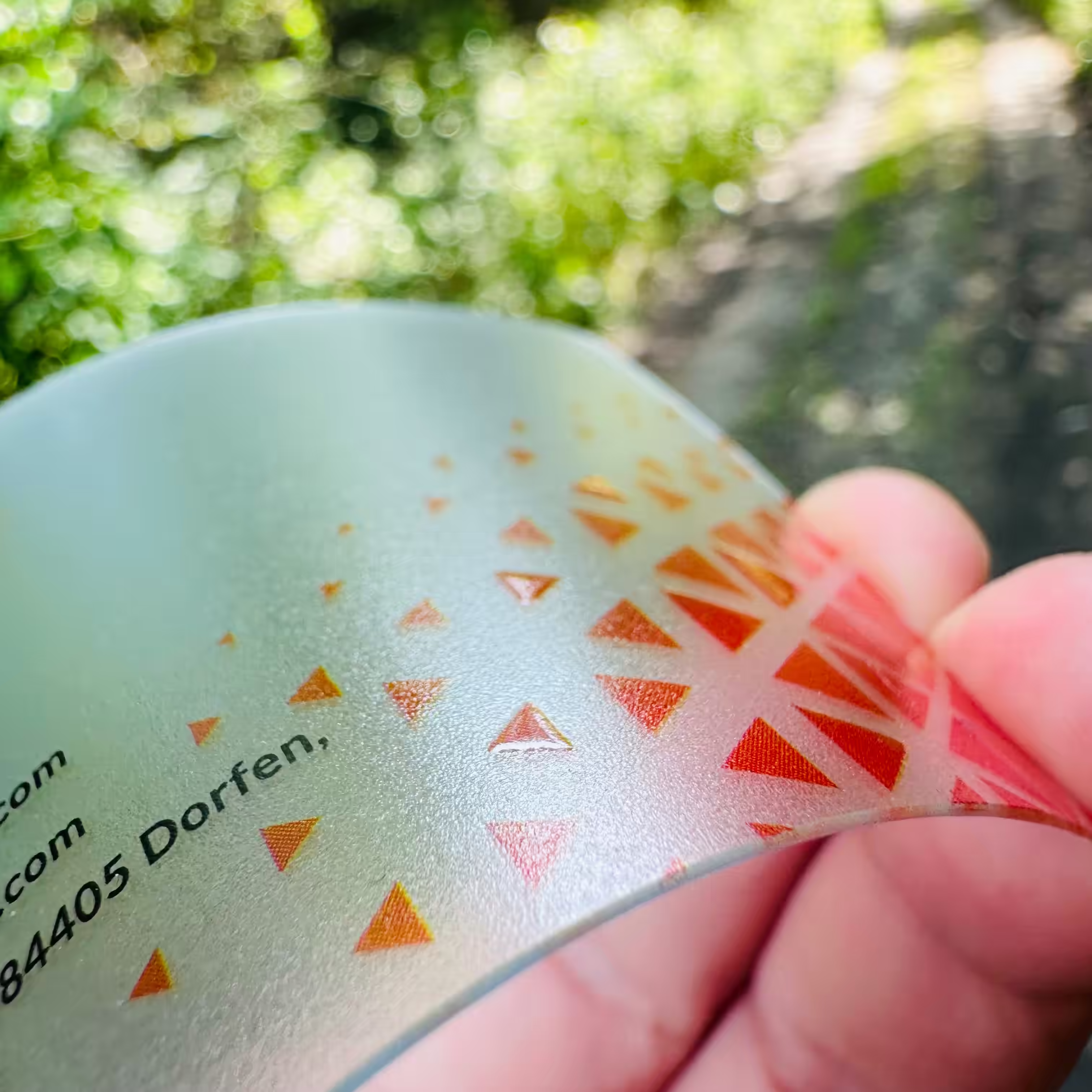 Transparent business card top-right square image